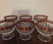 Vintage Set 6 Gilded Sundae Desert Glasses