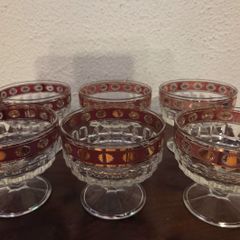Vintage Set 6 Gilded Sundae Desert Glasses