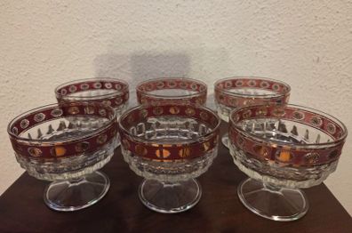 Vintage Set 6 Gilded Sundae Desert Glasses
