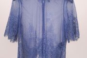 H&amp;M Blue Sheer Floral Lace Boxy Blouse Top 8UK/36EU