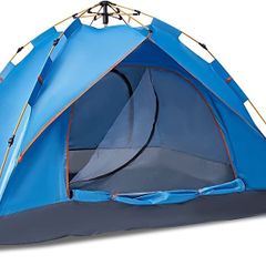 Pop Up Tent - Waterproof & Lightweight Single-Layer Spring Camping Tent for 3-4 People with Portable Canopy - For Beach, Hiking, Festival, Outdoor Use - Easy Set Up (FREE SHIPPING)