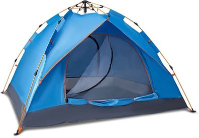 Pop Up Tent - Waterproof & Lightweight Single-Layer Spring Camping Tent for 3-4 People with Portable Canopy - For Beach, Hiking, Festival, Outdoor Use - Easy Set Up (FREE SHIPPING)
