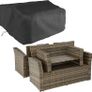 Poly-rattan Garden / Balcony / Patio Set for 4 People with Stool, Storage Compartment Under Sofa Seat Image 5