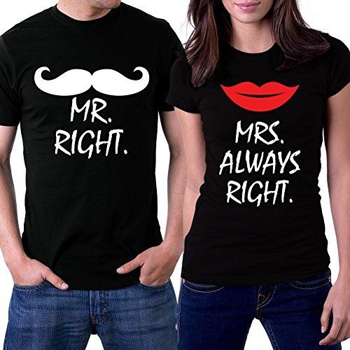 Mr Right And Mrs Always Right Couple T-shirts Great Gift Present For Valentines Day Idea