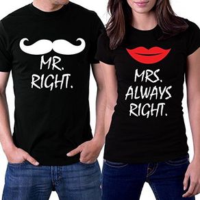 Mr Right And Mrs Always Right Couple T-shirts Great Gift Present For Valentines Day Idea