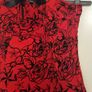 Red Rockabilly Tattoo Print Dress with Tulle Hem Image 4