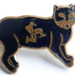 Vintage Black Cat Enamel Pin Badge - Isle Of Man Lucky Charm
