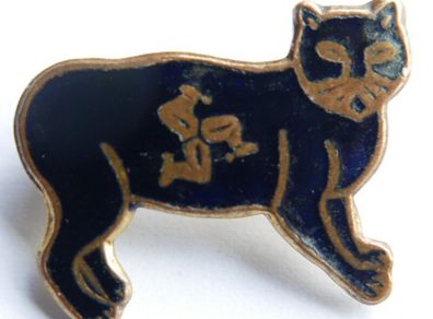 Vintage Black Cat Enamel Pin Badge - Isle Of Man Lucky Charm