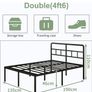 Black Double Bed Frame 4ft 6 with Curved Headboard, Heavy Duty 46 cm High Image 9