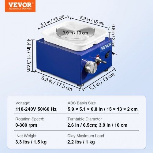 Pottery Wheel Mini Ceramic Wheel Sculpting Tools Apron Two Turntables 30W (FREE SHIPPING)