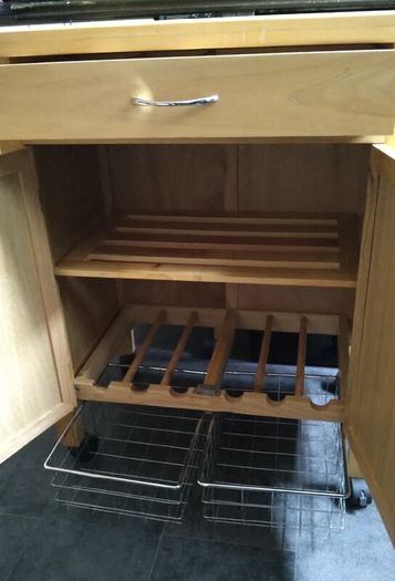 Solid Wood Butcher Block Kitchen Cabinet on casters