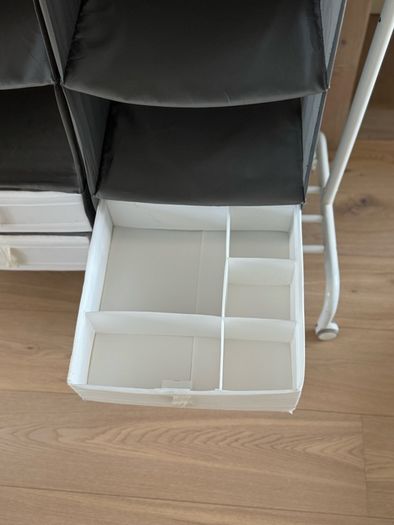 RIGGA clothes rack x 2, SKUBB hanging x 2, SKUBB drawers x 4