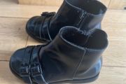 Zara baby girls navy patent leather boots Sz 6/EU 23 EUC