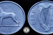[#2436] - Ireland 1962 | Irish 6p | 6 Pence | Wolfhound | KM.13a