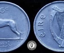 [#2436] - Ireland 1962 | Irish 6p | 6 Pence | Wolfhound | KM.13a