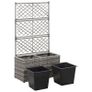 Trellis Raised Bed with 2 Pots 58x30x107 cm Poly Rattan Grey Image 2