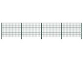 Fence Panel with Posts Iron 6.8x1.2 m Green