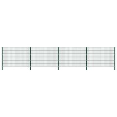 Fence Panel with Posts Iron 6.8x1.2 m Green