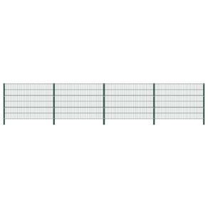Fence Panel with Posts Iron 6.8x1.2 m Green