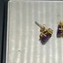 9ct yellow gold amethyst and diamond stud earrings. Image 4