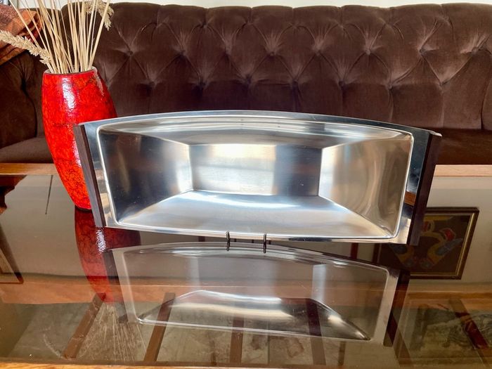 Mid Century Modern Stainless Steel Canoe Tray Danish Lundtofte DKF 1960s