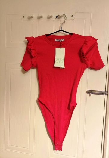 ZARA Red Ribbed Bodysuit Size S / EUR 36