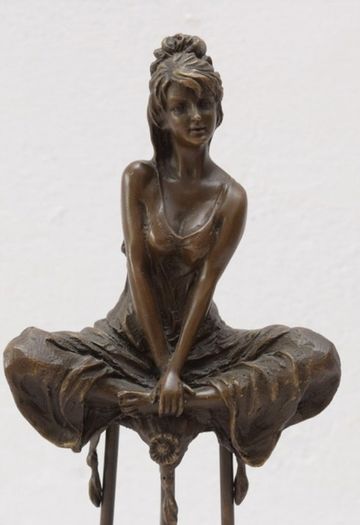 Woman On A Stool - Bronze (Signed)