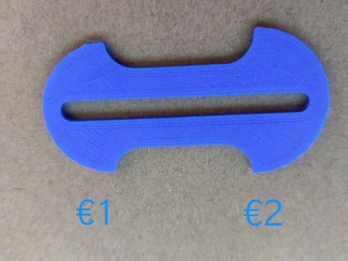 Removable shopping trolley tokens/key 1euro & 2euro