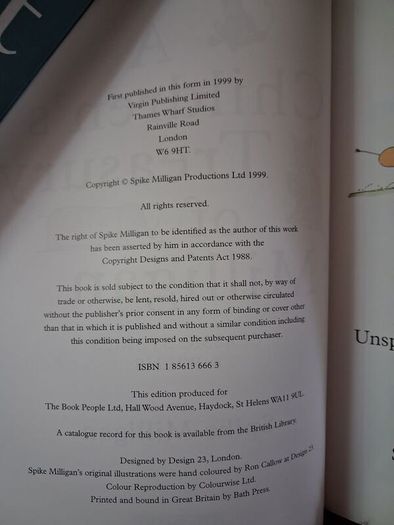 Spike Milligan / A Children's Treasury of Milligan/ 1st.Ted Smart ed. 1999