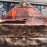 Dark Brown Metallic V-Shaped Envelope-Style Clutch Bag with Wrist Strap Image 3
