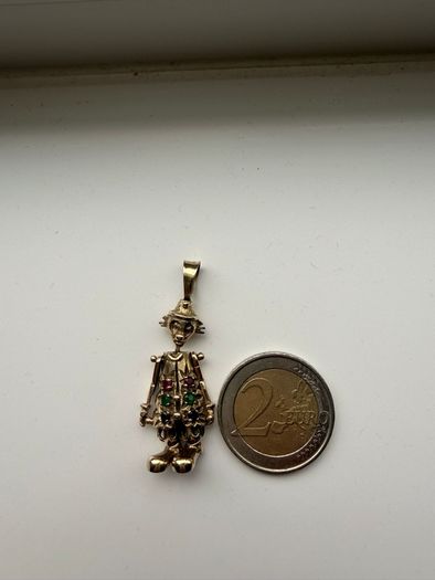 Vintage gold clown pendant