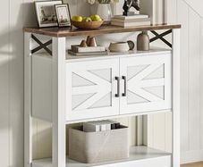 Vintage Console Table, 80 x 35 x 85 cm, White and Walnut