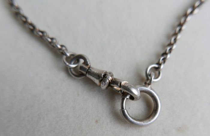 Vintage Long Heavy Sterling Silver rolo Chain. (pocket watch chain) Solid silver statement chain. 52" long - 26,20g