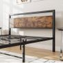 Double Bed Metal Platform Bed Frame with Wooden Headboard Image 6