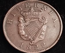#652 - Hibernia - Ireland - 1822 - Half Penny