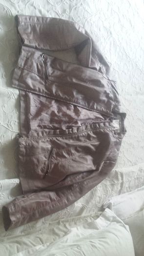TAUPE Leather Look Bomber Jacket