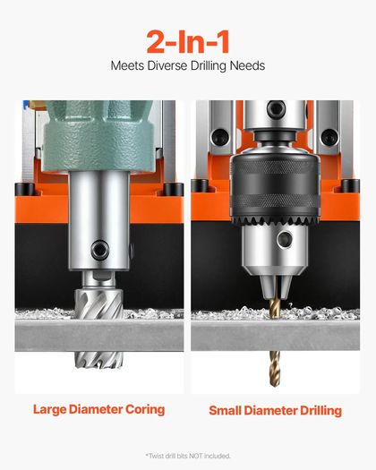 Magnetic Drill, 1550W Motor 50 mm Coring Diameter, 13000 N Magnetic Force, 0-550 RPM Variable Speed, Portable Electric Mag Drill Press Drilling Machine for Metal Surface, Home Improvement