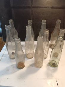 11 X Vintage Irish Clear Glass Bottles
