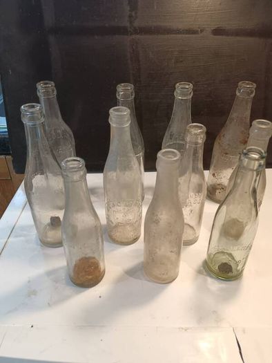 11 X Vintage Irish Clear Glass Bottles