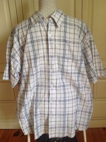 XXL White Blue Checked Shirt