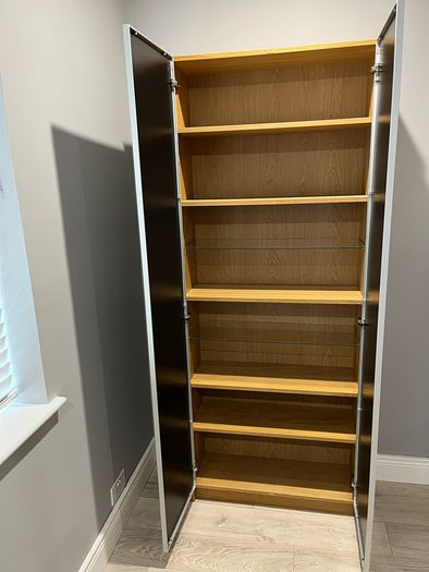 Ikea billy bookcase with glass doors & glass shelves