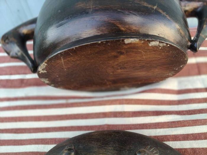 Hand carved Wood Container