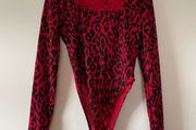 Boohoo red print Bodysuit size 16 New without tags