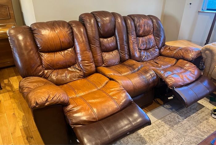 FREE 3-Seater Reclining Leather Sofa