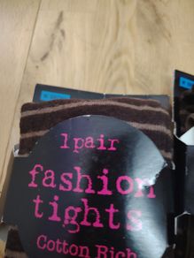 Women's Cotton Tights Brand New Brown Stripes