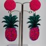 Tropical Hot Pink Seed Bead & Resin Earrings Image 7