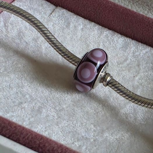 Pandora purple stepping stones murano glass charm very good condition hallmarked