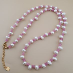 Delicate Pearl & Rose Quartz Necklace