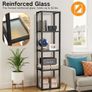 67 Glass Display Shelf with Dimmable LED Floor Lamp, Collectibles Display Cabinet with Remote & App Control, 5 Tier Open Bookshelf Lamp for Living Room, Bedroom, Office, Home Decor, Black Image 5