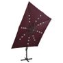 Cantilever Umbrella with Pole and LED Lights Bordeaux Red 300 cm Image 7